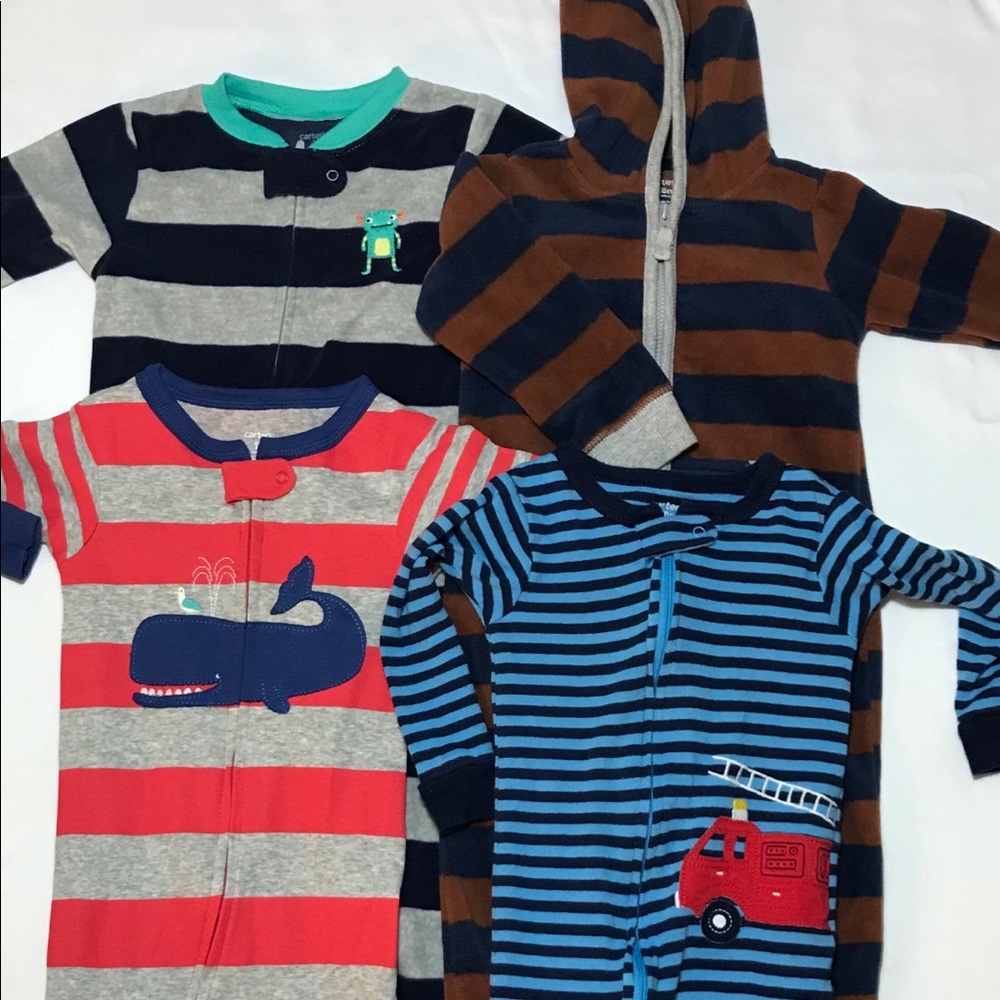 Boys 18 Months Fleece + Cotton Footed Sleepers